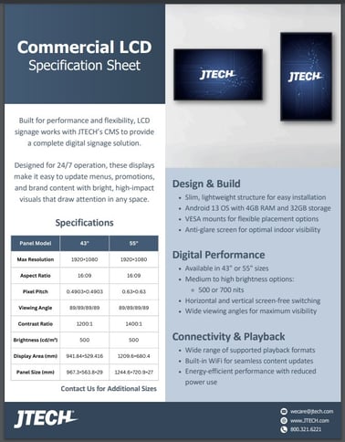 Commercial LCD Speficiation Sheets